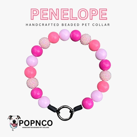 Handcrafted Beaded Dog Collar - Penelope - Beaded Acrylic Beads - Picture 2 of 16